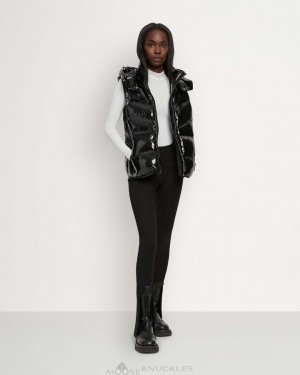 Vests Moose Knuckles Glossy Park Vest Mujer Negras | 185763-XLH