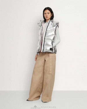 Vests Moose Knuckles Metallic Park Vest Mujer Plateadas | 928716-AON